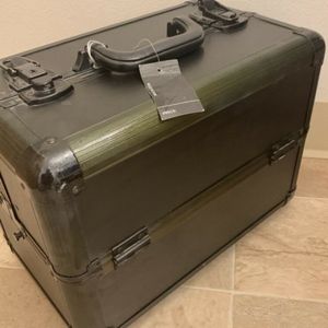 Makeup train case cosmetic organizer